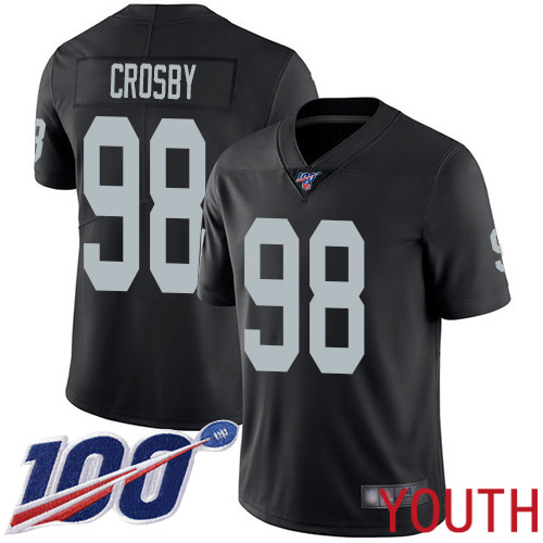 Oakland Raiders Limited Black Youth Maxx Crosby Home Jersey NFL Football #98 100th Season Vapor Jersey->youth nfl jersey->Youth Jersey